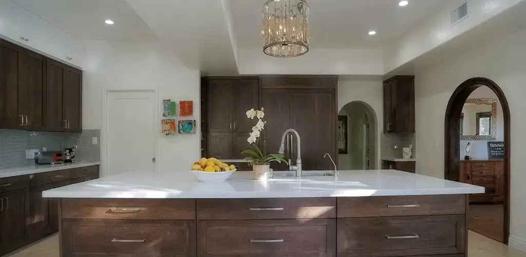Cabinet refacing project with updated kitchen cabinets and island in New Haven, CT