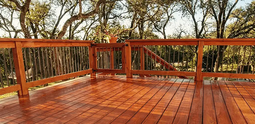 Deck sealing results with a freshly sealed wood deck in New Haven, CT
